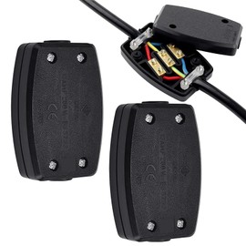 2 x 3 Terminal Electrical Junction Box Flex Connector, Black 13 Amp 250 V Flex Connector for Outdoor Lighting Plug Electrical Power and Automotive Wiring