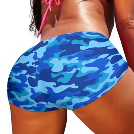ZWPINITUP - Pantalones cortos de yoga para mujer con levantamiento de glúteos, pantalones cortos de entrenamiento de cintura alta, Camuflado azul, L