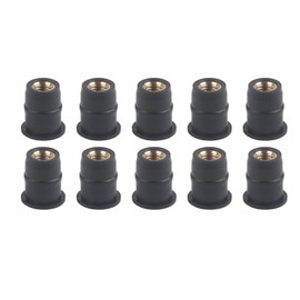 Aramox Tuercas de Pozo, 10 Piezas M5 Tuercas de Pozo de Goma 5 Mm / 0,2 pulg. Pernos de Parabrisas de Motocicletas Métricas Wellnut