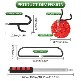 Bgzdxhxyr Disc Golf Retriever Pole, 10 Foot Extendable Pole with 3 Hooks and Suction Cup, Disc Golf Retriever Accessories to Retrieve Discs in Water, Trees, Bushes, Rocks