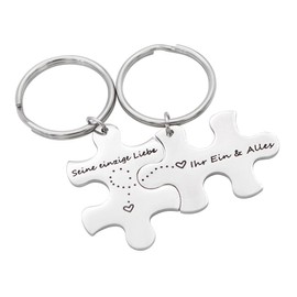 DonJordi Keyring for Couples as a Puzzle – The Ideal Gift for Lovers for Valentine's Day or Anniversary, silver