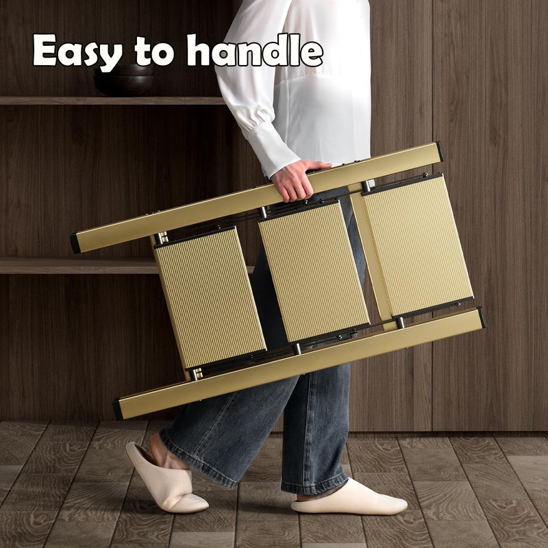 HillhutApex 3 Step Stool, Aluminum Foldable Step Ladder, Lightweight Stable