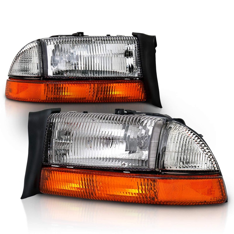 AmeriLite Chrome Headlights Parking Turn Signal Sets (4Pc) For Dodge