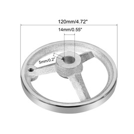 PATIKIL 120mm/4.72" 14mm Handrad 1Pack Guss Eisen Verchromt für Drehbänke Silberton
