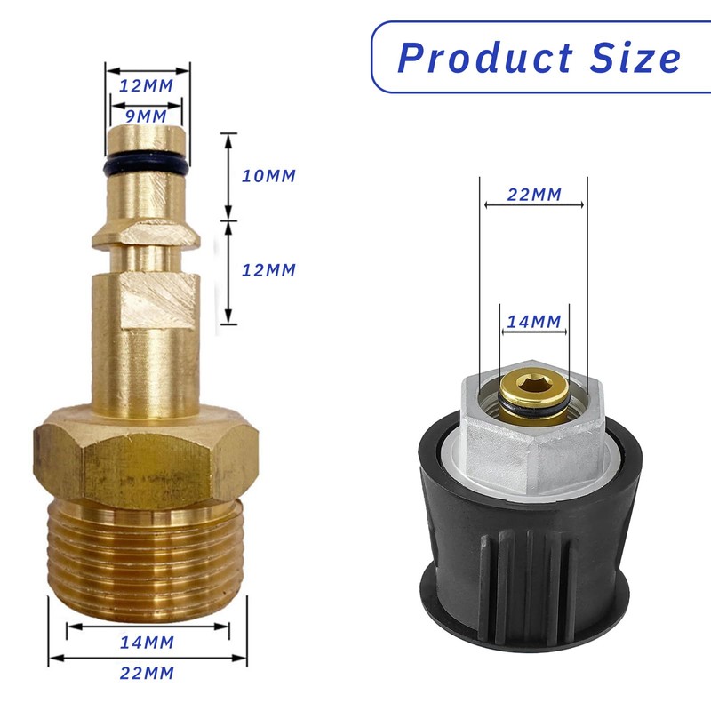 Buaak High Pressure Washer Adapter, M22 14mm Quick Connect Adapter