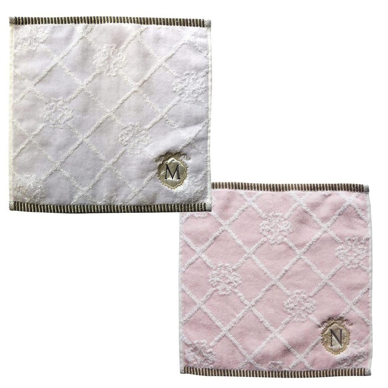 Flower Initial Towel Handkerchief 546519-28 (25/R) Nicot Cotton Gift Cotton