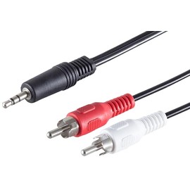 1aTTack.de 1 x 1.5 m Black 3.5 mm Jack Plug to 2x RCA Male Stereo Audio Cable Moulded Connectors Nickel-Plated Contacts Perfect for HiFi, Speakers and Amplifiers