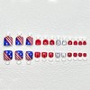 24Pcs Glitter American Flag Press on Toenails Short Square Fake