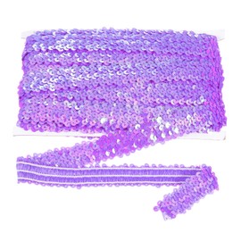 MECCANIXITY 10 Yard x 1.2 Inch Elastic Sequins Trim Flat Stretchy Sequin Strip Paillette Fabric Ribbon Band for DIY Crafts Sewing Dress Light Purple