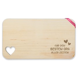 Wooden Heart Breakfast Board – For the Best Grandpa of All Times, Gift Idea Birthday I Christmas – 22.5 x 12.5 cm – Wood – Grandpa Chopping Board Grandfather