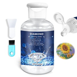 GRLELOU Diamond Painting Sealer 120ML, Diamond Glue with Brush, 4 OZ Diamond Painting Kits for Adult Diamond Painting Accessories, Clear Glue Gloss Shine Effect for Diamond Seal