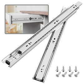 BAIDICE 5 Pair Full Extension Ball Bearing Drawer Slides 8 10 12 14 16 18 20 22 24 Inch 100 LB Load Capacity Side Mount File Cabinet Rails Dresser Metal Runner Trash Can Kitchen Slider Glide Silver
