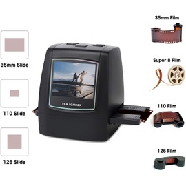 DIGITNOW 22MP All-in-1 Film & Slide Scanner, Converts 35mm 135 110 126 and Super 8 Films/Slides/Negatives to Digital JPG Photos, Built-in 128MB Memory, 2.4 LCD Screen