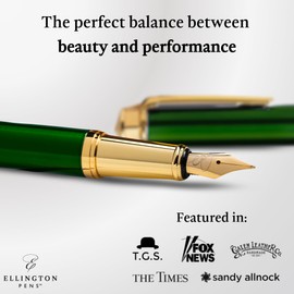 Ellington Pens Luxury Fountain Pen Set- Fountain Pens for Writing - Smooth Extra Fine Nib - Includes Refillable Ink Converter, 3 Ink Cartridges [Black & Blue], Gift Box - Elegant Calligraphy