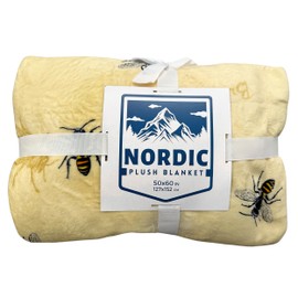 YourFleece Plush Throw Blanket, Super Soft, Cozy, Thick, Warm and Lightweight for Sofa, Couch, Living Room, Bed, Double Layer Minky Plush Lining, 50x60 Inches, Bumblebees, Cream