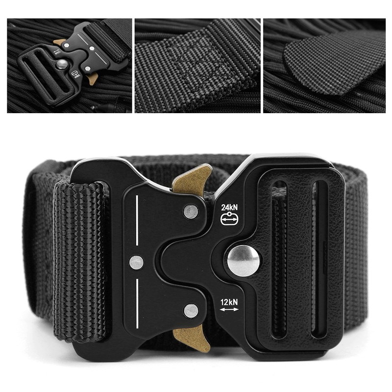 Outdoor Male Multifunction Nylon Tactics Waist Belt for Camping Climbingblack