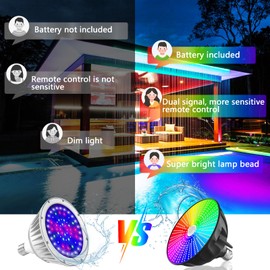 Pool Light 120 V 64 W Pool Lights for Inground Pool RGB Color Changing LED Pool Lights Medium E26/E27 Base Underwater Pool Light Bulb with Remote Control Replacement for Pentair and Hayward Black