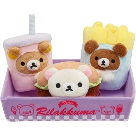 San-X MF90801 Hamburger Plush Set (Rilakkuma, Korilakkuma, Chairoko Bear)