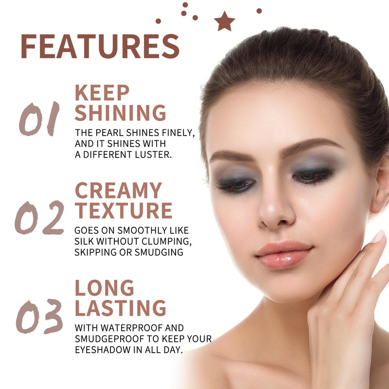 Cream Shimmer Eye Shadow Stick - Dual-Ended Waterproof Shimmer Eyeshadow