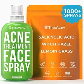 Acne Treatment Face Spray, 4 fl oz, Reduces Hormonal, Severe, & Cystic Acne, Clean Clarifying Salicylic Acid Face Mist for Men & Women, Pore Minimizer for Facial Skin Care, 1000+ Sprays by TreeActiv