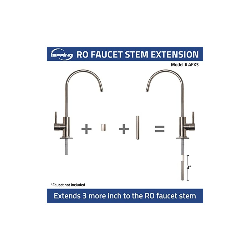 iSpring AFX3 Water Filter 3-Inch Faucet Stem Extender for 1/4-Inch