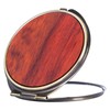 Wooden Surface Metal Frame Round Travel Mirror