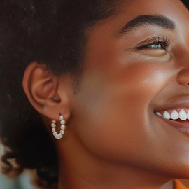 Ross-Simons 4-5mm Cultured Pearl Hoop Earrings in 14kt Yellow Gold