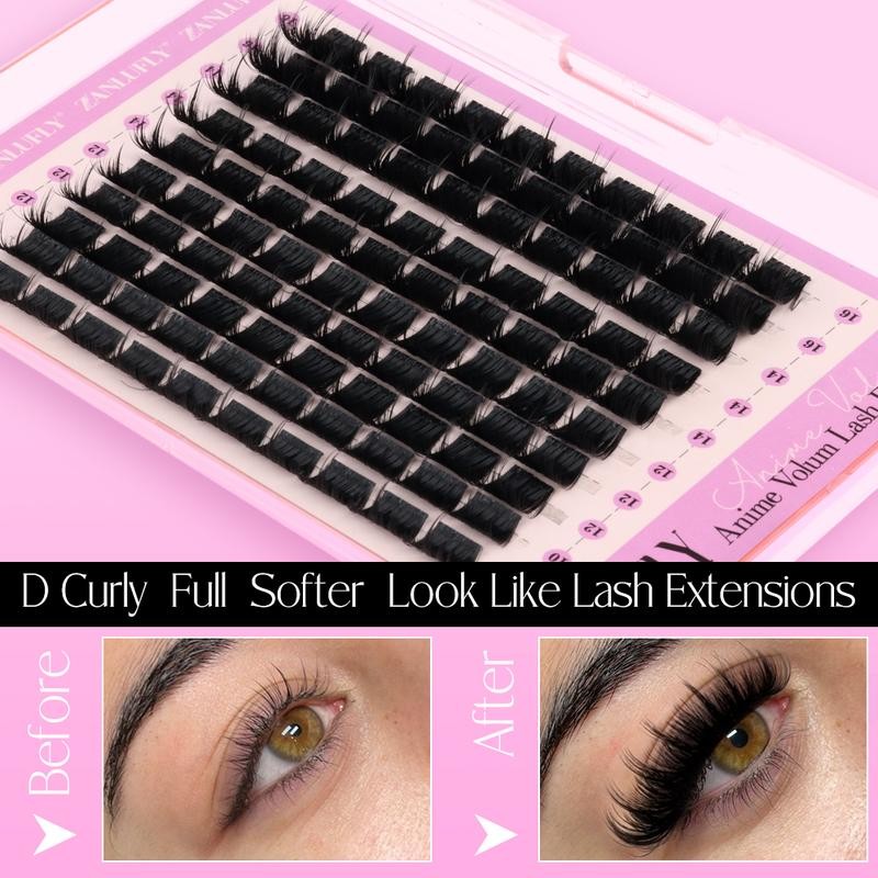 zanlufly Lash Clusters KIt D Curly Lash Extension Kit Volume