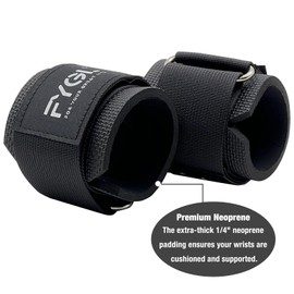 FYGL Weightlifting-Wrist-Wraps - Neoprene Padding for Enhanced Grip and Support in Powerlifting, Weight Lifting and Deadlift, Black with Oval Buckle