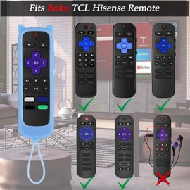 Taiyiluo 2Pack Remote Cover with Tracker fits Roku Remote Covers | Onn Roku Remote | Roku Express 4K+ | Hisense Roku TV | TCL Roku with Cat Ears Design Glow in The Dark