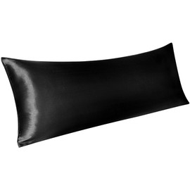 PiccoCasa 1 PC Satin Body Pillowcases for Hair and Skin, Luxury Silky Pillow Cover Luxury Long Satin Pillow Cases with Envelope Closure Black 20"x55" (4ft 6in)