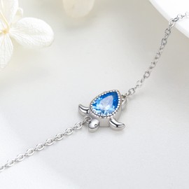 Midir&Etain Turtle Bracelet 925 Sterling Silver Animal Bracelet Hypoallergenic Ocean Turtle Bracelet Summer Beach Jewellery Sea Turtle Gifts for Girls Women Daughter