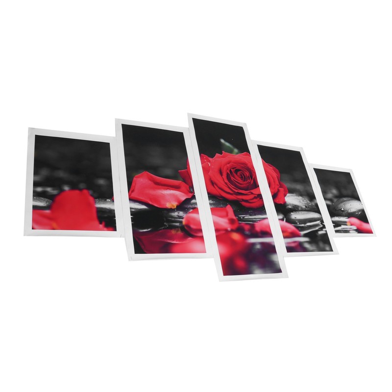 5Pcs Wall Art Painting Set Romantic Red Rose Frameless Painting