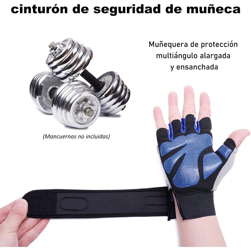 Guantes de Acondicionamiento Físico con Soporte Muñeca y Medio Dedo