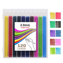 MROOFUL 120 Pieces Carbon 2mm Refills, 2.0mm Pencil Leads, Mechanical Leads, 10 Colours, High Capacity for Design, Drawing, Crafts, Writing, Sketching