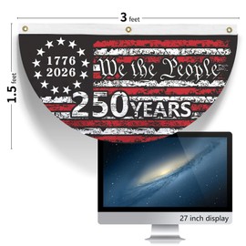 Probsin 2Pcs 250th Anniversary Fan Bunting 1.5x3Ft We the People 1776-2026 250 Years of Freedom Party Supply Wall Decor Hanging Backdrop for Indoor Outdoor Fence Door Porch Balcony