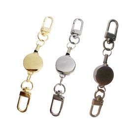 3 Pack Retractable Key Chain Ring, Zinc Alloy Metal Badge Holder Reel With Hook 12.6" Stretch Belt for Card Fix