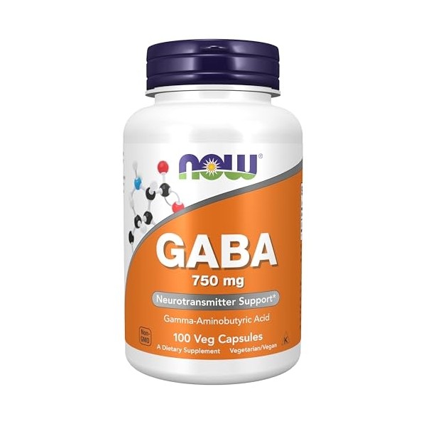 NOW Foods Supplements, GABA (Gamma-Aminobutyric Acid) 750mg, Neurotransmitter Support*, 100
