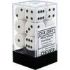 Chessex Opaque 16mm D6 White/Black Dice Block 12 Pipped Dice,