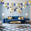 Blue Gold Beige Hanging Triangle Flag Pennant Garland Blue Gold