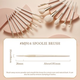 Bisque Series Spoolie Brush for Brow Grooming Lash Clump Removal Painted Birch Handle with Soft Nylon Bristles MJ914