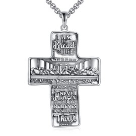 YFN Cross Necklace Sterling Silver Religious Cross Pendant Christian Jewellery Gifts for Men and Women, Sterling Silver, No Gemstone