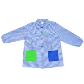 H HANSEL HOME Craft Apron with Button for Children at School Apron Used for Eating, Painting and Crafts, Painting Apron Children Elastic Cuffs, blue