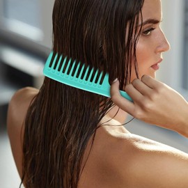 Two Set Large Wide Tooth Comb Detangling Wet or Dry Hair Combs Shower Comb for Women,Men,Hair Styling Brush for Natural Hair,Curly Hair,Long Hair (Cyan, One size)