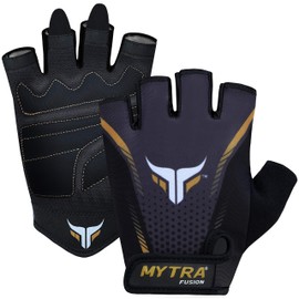 Mytra Fusion Weight Lifting Gym Gloves for Men & Woman with Anti Slip Palm, and Maximum Hand Safety, for Weightlifting, Training and Fitness (Black/Glod, L)