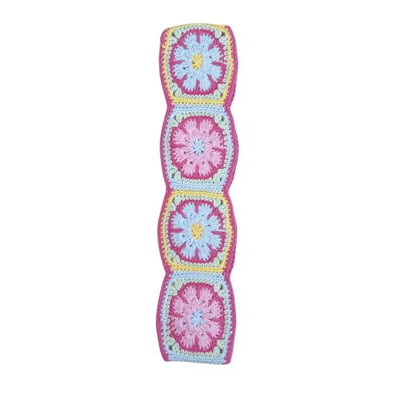 Handmade Crochet Pink Fower Granny Square Car Steering Wheel Covers