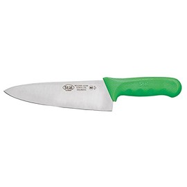 Winco KWP-80G, 8" Stäl High Carbon Steel Chef's Knife with Green Polypropylene Handle, Professional Cook's Knife