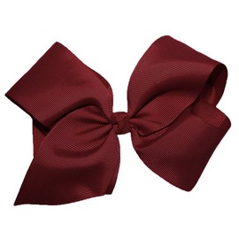 WD2U Girls 6" by 5" Large GrosGrain Knotted Boutique Hair Bow Alligator Clip USA (Burgundy Maroon)