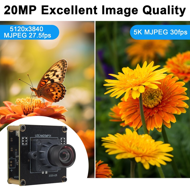 SVPRO 20MP USB3.0 Camera Module, 5K Webcam Board for Computer