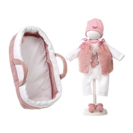 Llorens 1074012 Doll Accessories for 42 cm Dolls, Pink Doll Carry Bag with Clothes Set, Romper, Hat and Socks with Rabbit Motif, Doll Clothes